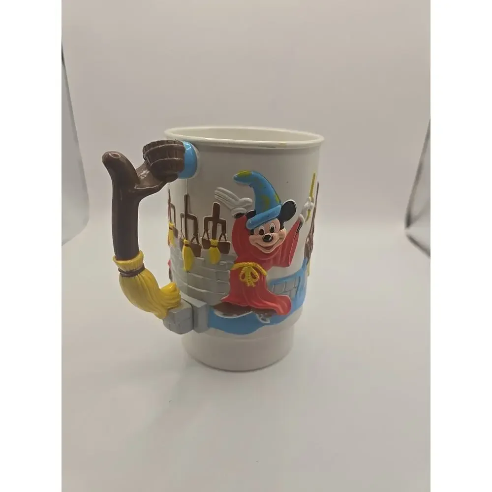 VTG 1990 Mickey Mouse Cup Mug WALT‎ DISNEY WORLD ON ICE 3D PLASTIC Fantasia - Picture 3 of 5